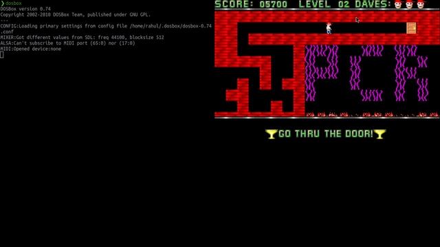 Dangerous Dave on Linux using DOSBox Emulator смотреть онлайн