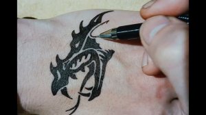Как легко нарисовать дракона. Весь процесс рисования на руке. #рисую