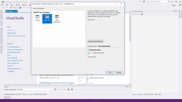 Windows - Create Your First Web Application Project  in visual studio