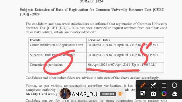 CUET UG Last Date Extend 2024 || New Dates Of Correction Window 2024 || CUET Application Form 2024