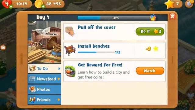 Gardenscapes Area 7 Day 4 Task Install Benches смотреть онлайн