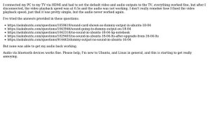 Ubuntu: Ubuntu 18.04.1 LTS, Dummy output, no sound