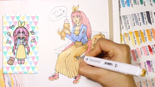 Pastel Girl Challenge | Marker Art смотреть онлайн