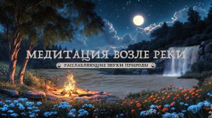 Убаюкивающие звуки костра у реки с водопадом