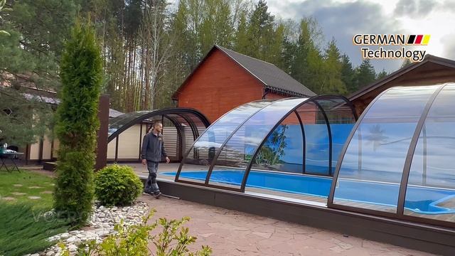 Павильон для бассейна модель EXCLUSIV. размеры 10,6х5,6х2,5м Профиль Коричневый.