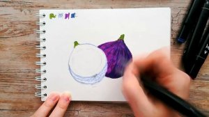 Как нарисовать ИНЖИР маркерами | Рисуем фрукты поэтапно | Скетчинг для начинающих