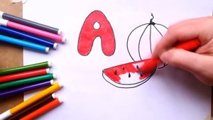 Как нарисовать букву А | Арбуз | Рисуем буквы русского алфавита | Урок рисования для детей