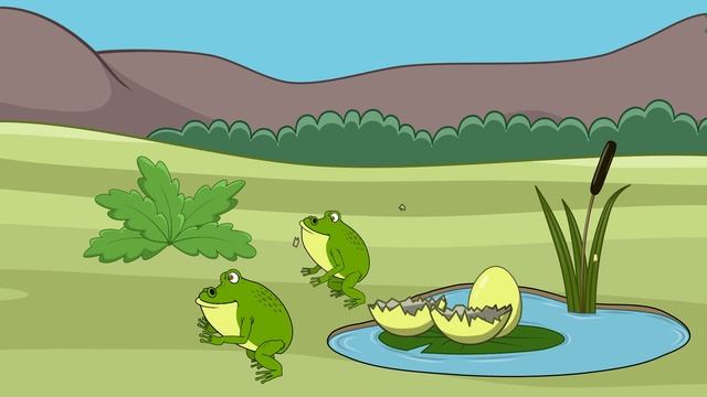 A Dinosaur and an Enormous Toad. Cartoon for Kids