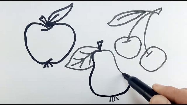 Coloring cherry picture for children/Farging kirsebær bilde for barn/Bolalar uchun rasmini bo'yash