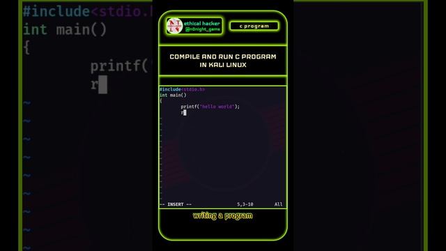 compile and run c program in #kalilinux #programming #nonightgams #cprogramming #gcc #linux #progra