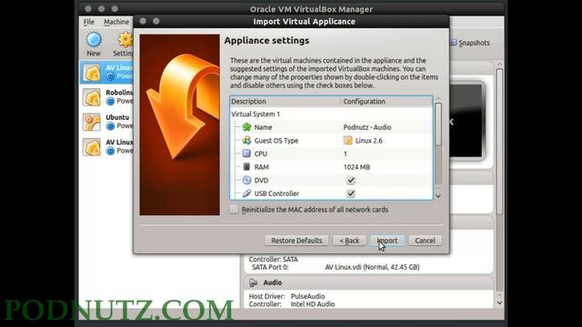 Import Podnutz Audio Editing VirtualMachine into VirtualBox смотреть онлайн