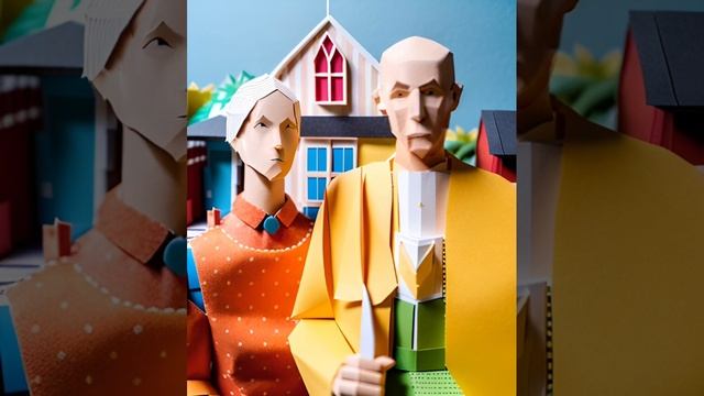 American Gothic - Grant Wood - Origami