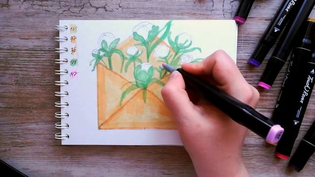 Открытка на ДЕНЬ РОЖДЕНИЯ | Как нарисовать открытку на праздник | Урок рисования маркерами