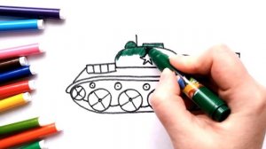 Как нарисовать ТАНК НА 23 февраля | Рисунок на День Защитника Отечества | Урок рисования для детей