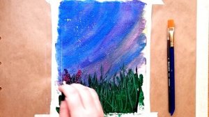 Как нарисовать ПОЛЕВЫЕ ЦВЕТЫ НОЧЬЮ акрилом | Урок рисования для начинающих