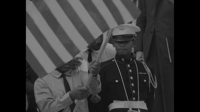 US Navy Cadets Standing With Flags At Lincoln Memorial During Civil Rights March смотреть онлайн