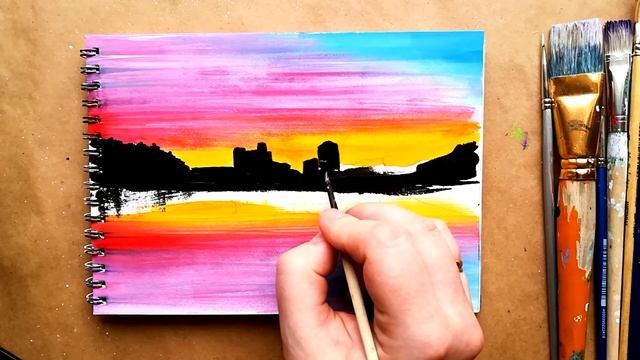 КАК НАРИСОВАТЬ ЗАКАТ В ГОРОДЕ | ИДЕЯ ДЛЯ ТВОЕГО СКЕТЧБУКА