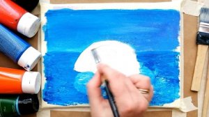 Как нарисовать ПОЛЯРНОГО МЕДВЕДЯ НА ЛЬДИНЕ акрилом | Новогодний рисунок красками