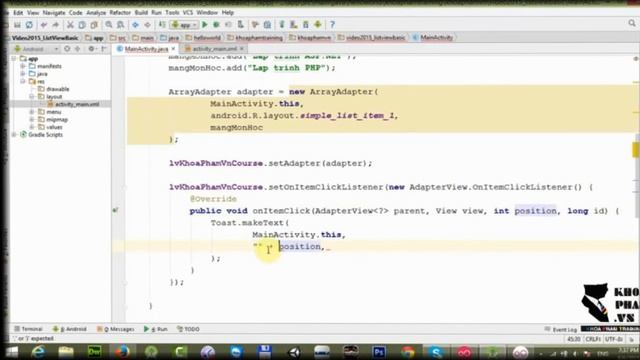 Bài 29: ListView Cơ Bản - Mảng ArrayList Trong Android (Part 2/2) - Lập Trình Android Tại Khoa Phạm