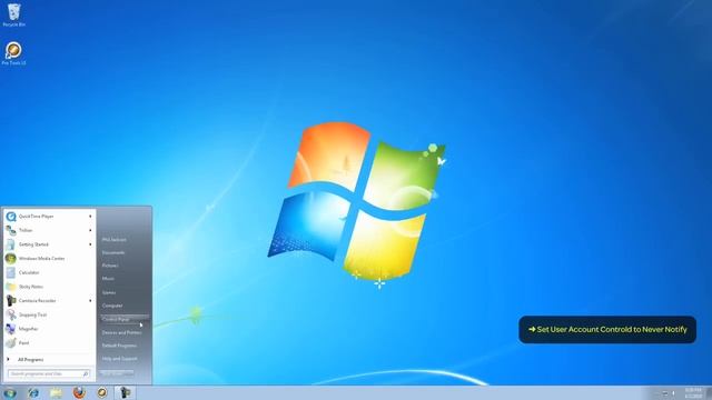 User Notification - Windows 7 - Pro Tools® Optimizing & Troubleshooting