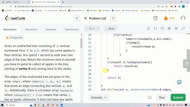 1443 || Minimum Time to Collect All Apples in a Tree || Leetcode Daily Challenge