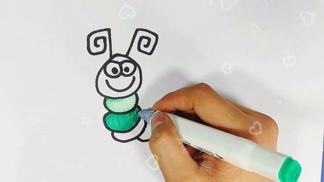 How To Draw a Worm Easy  Как нарисовать Гусеница  Bolalar uchun Qurt chizish  Learn to draw