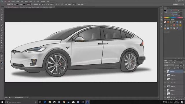 Tesla Model X Timelapse Drawing - Photoshop CS6 смотреть онлайн