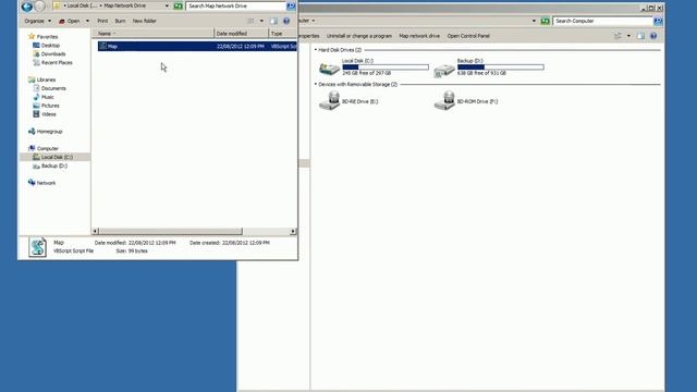 Map Network Drive Windows 7 VBScript смотреть онлайн