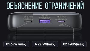 ZIME 145W 25000 mAh PowerBank как на самом деле работает ограничение мощности при малом заряде