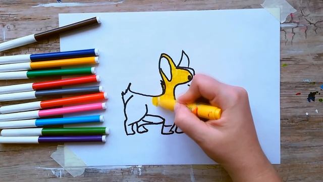 Как нарисовать детский рисунок СОБАКА КОРГИ | Уроки рисования для детей | Рисование для начинающих