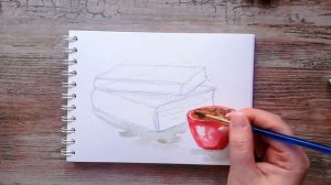 Как нарисовать КОФЕ И КНИГИ | Урок рисования акварелью | Простой рисунок на 1 сентября