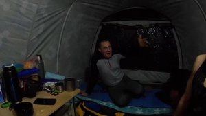Первая ночевка в палатке с печкой зимой. Тест МБ 104 + Согра