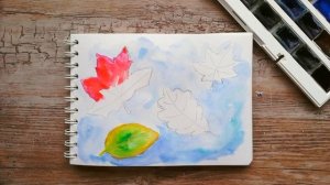 Как нарисовать ОСЕНЬ, ЛИСТ КЛЕНА, ДУБА акварелью | Простой урок рисования для начинающих