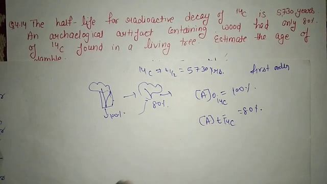 Class-12(Unit-4) Q-14 The half-life for radioactive decay of 14C is 5730 years #chemicalkinetic