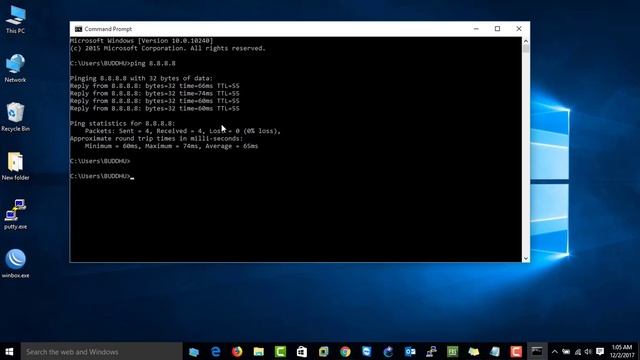 Ping in windows 10 command Prompt