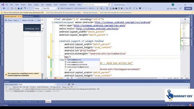 Xamarin Android  C# .Net Tutorial -  ToolBar