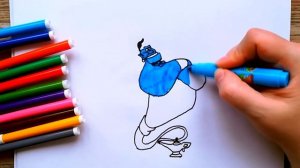 Как нарисовать детский рисунок Джинн | Мультфильм Алладин | Урок рисования для детей поэтапно