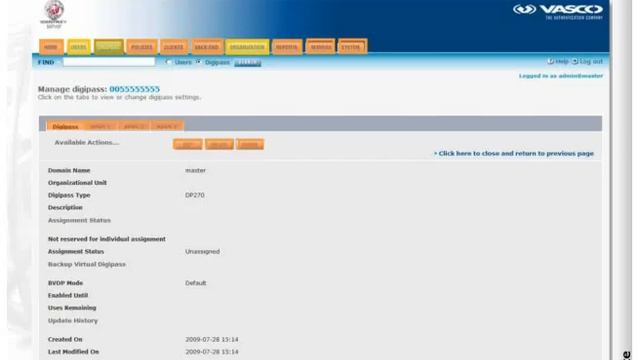 Vasco Identikey Server 3.3 - Manage a DIGIPASS with an ODBC Data Store смотреть онлайн