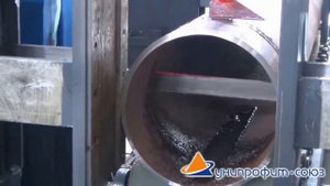 Производственная линия с ленточнопильным станком для резки труб и рольгангом