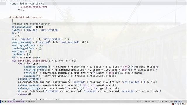 probability of treatment with python and emacs смотреть онлайн