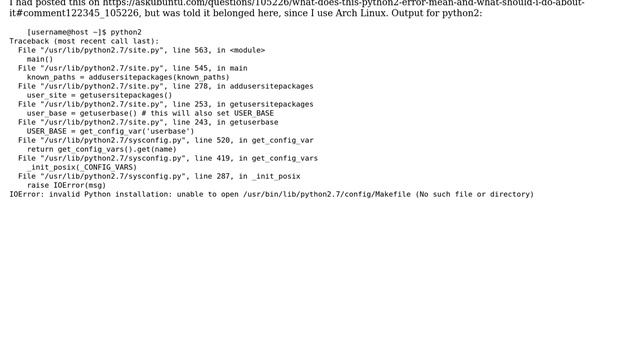 Unix & Linux: What does this python2 error mean, and what should I do about it? (2 Solutions!!)