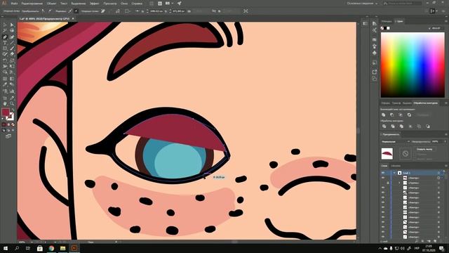 Девушка в Adobe Illusrator быстрый рисунок  Girl in AI quick draw