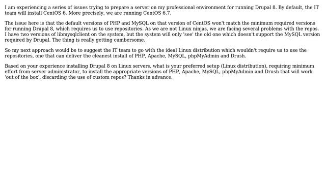Drupal: Linux distribution suited for a clean and easy Drupal 8 install