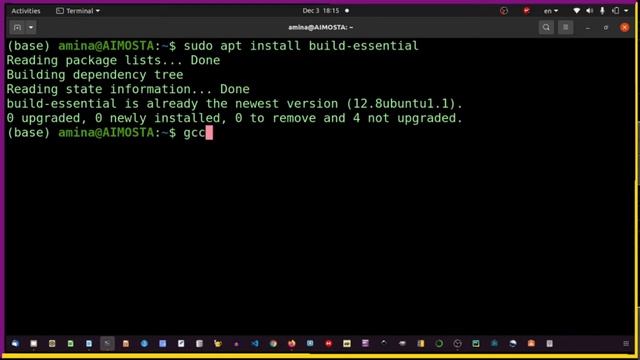 Install the gcc compiler on ubuntu