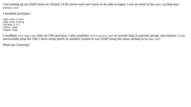 LDAP client on Ubuntu 14.04 LTS server