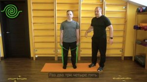 Упражнение с резинкой для снятия напряжения с мышц шеи. Мастерская йогатерапевта