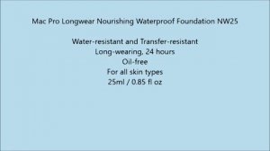 Mac Pro Longwear Nourishing Waterproof Foundation NW25