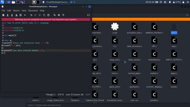 How to create ASCII Code program using C language