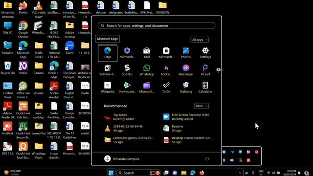 Computer basic with screenreader part2 start menu