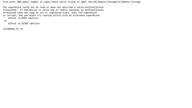 Unix & Linux: mkfs.ext4 not working on 19.1TB logical volume